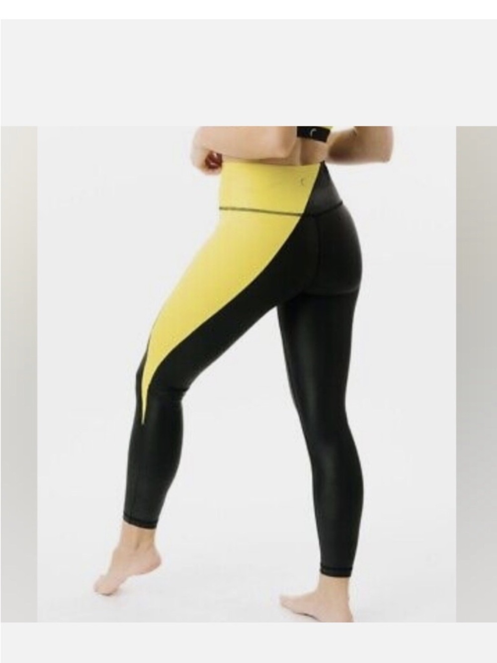 ZYIA Yellow & Black Colorblock High-Waist Leggings
